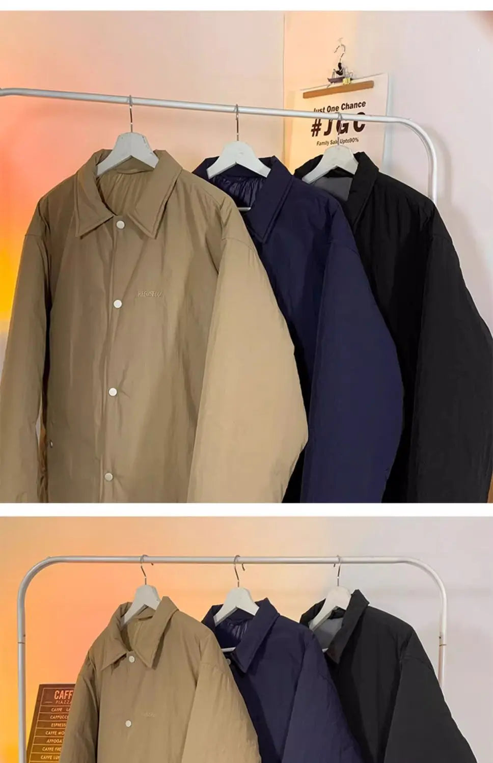 Threebooy Thickened Winter Parkas Japanese Large Size Retro Workwear English Letters Padded Coat Loose Lapel Warm Button Up Coat