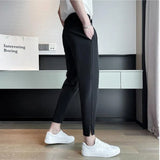 Threebooy Mens Streetwear Youth Style Slim Fit Blazers Pants Fashion Casual Pant Man Solid Color Ankle-length Suit Pants Men Trousers