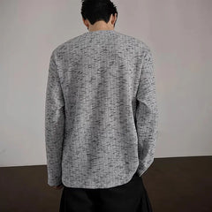 Threebooy  Spring New Textured Henry Collar Men's Long Sleeved T-Shirt