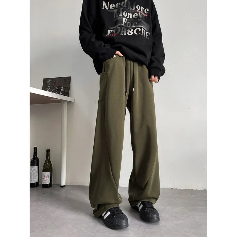 Threebooy Mens pants Chic Pocket Long Pants New Men's Casual Mopping Trousers Harajuku Streetwear Sport Running Sweatpants 5XL-M
