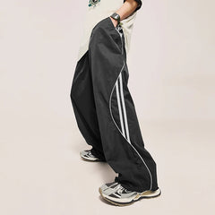 Threebooy Baggy Pants for Men Parachute Vintage Oversize Joggers Harajuku Streetwear Sweatpants Black Wide Leg Trousers Male