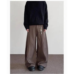 Threebooy  Spring American Retro Rivet Drape Trousers for Men Women Trendy Wide-leg Straight Versatile Casual Pants