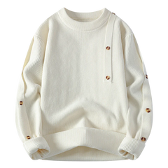 Threebooy Fashion Mock Neck Knitted Sweater Men Autumn Winter Warm Knitting Pullovers Solid Color Thick Youthful Loose Streetwear Sweaters