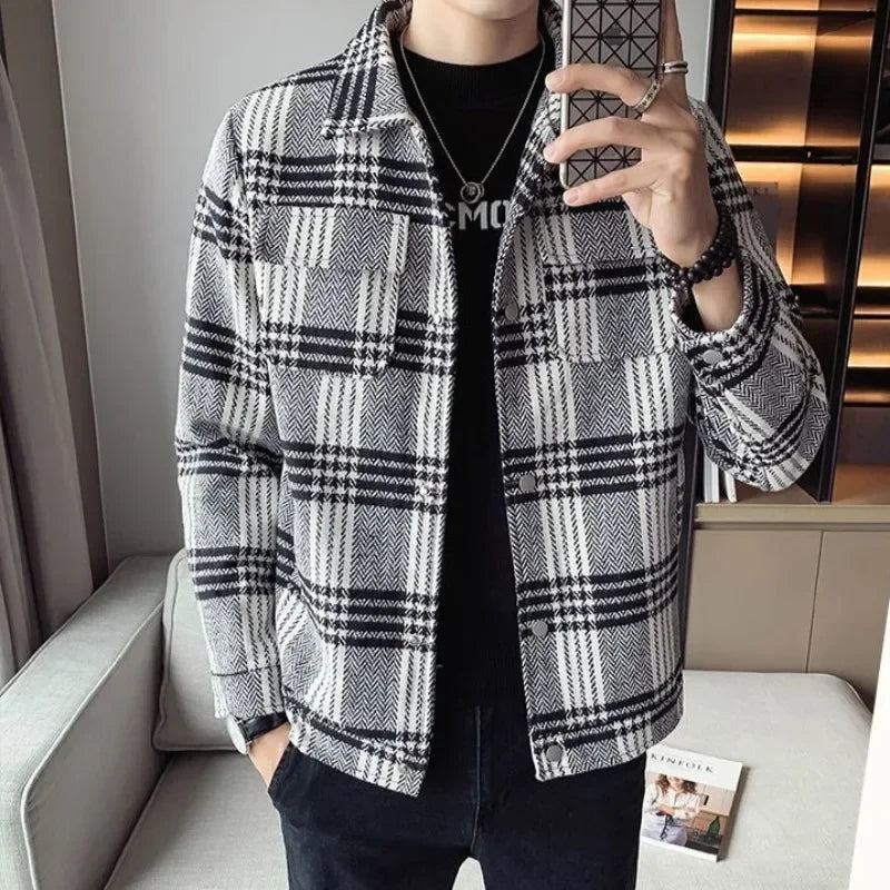 Threebooy Male Coats Slim Fit New In Men's Wool & Blends Jackets Clothing Fashion Aesthetic High Quality Original Brands Harajuku Y2k