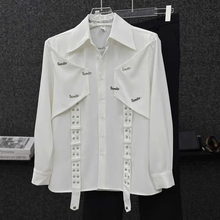 Threebooy  Spring Autumn New High-end Niche Long Sleeve Shirt Men's Fashion Korean Style Fashion Handsome Loose Men's Shirt Aesthetic