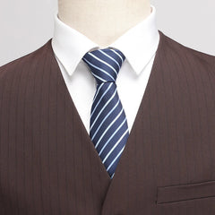 Threebooy Wedding suit men 3 Piece Striped wine red groom suit  2025 new High-end business suit set  Double-breasted dress