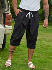 Threebooy  plus Size Men's Casual 7/8 Length Pants Suitable for Daily Summer Wear Breathable Loose Comfortable Loose Fit Chinos