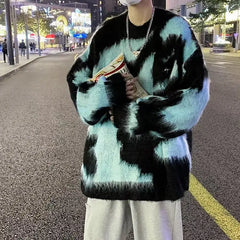 Threebooy Sweater With Stripe Korean Fashion Men Men's Clothes Winter Trend Knit Harajuku Hip Hop Women's Oversize Print Clothing Sweaters