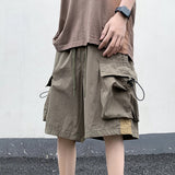 Threebooy Summer New Japanese Style Large Size Thin Shorts Men Loose Knee Cargo Shorts Hip Hop Streetwear Male Short Trousers