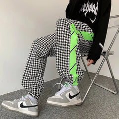 Threebooy Loose Trend Casual Sweatoants Men's Houndstooth Binding Feet trousers Fashion Spring and Summer Sports Contrast color Pants