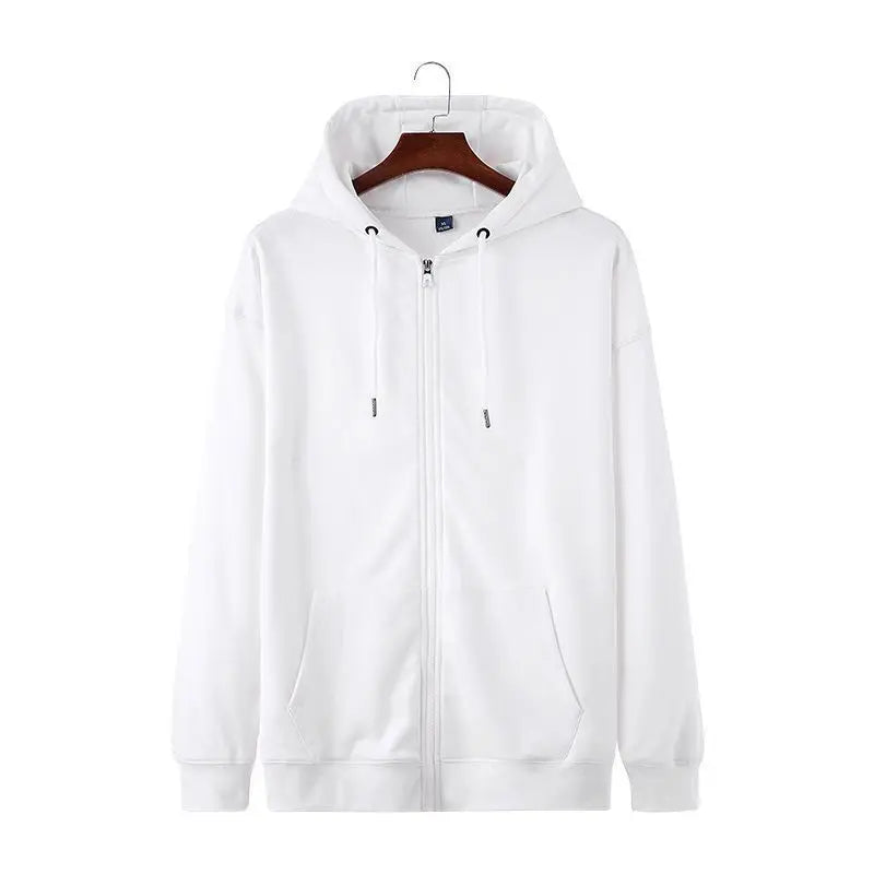 Threebooy Trendy Brand Burgundy Hooded Sweatshirt Spring and Autumn 2025 Men and Women Solid Color Zipper Cardigan Retro Top Men Ins Trend