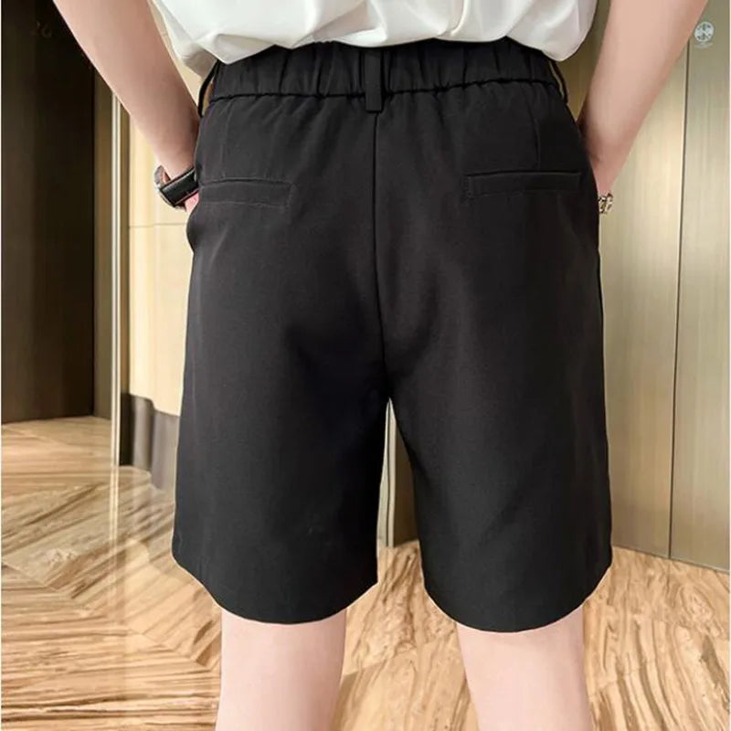 Threebooy  Korean Style New Design Men Shorts Summer Short Suit Pants Green Beige Unisex Clothing Solid Thin Regular Fit Shorts S-3XL