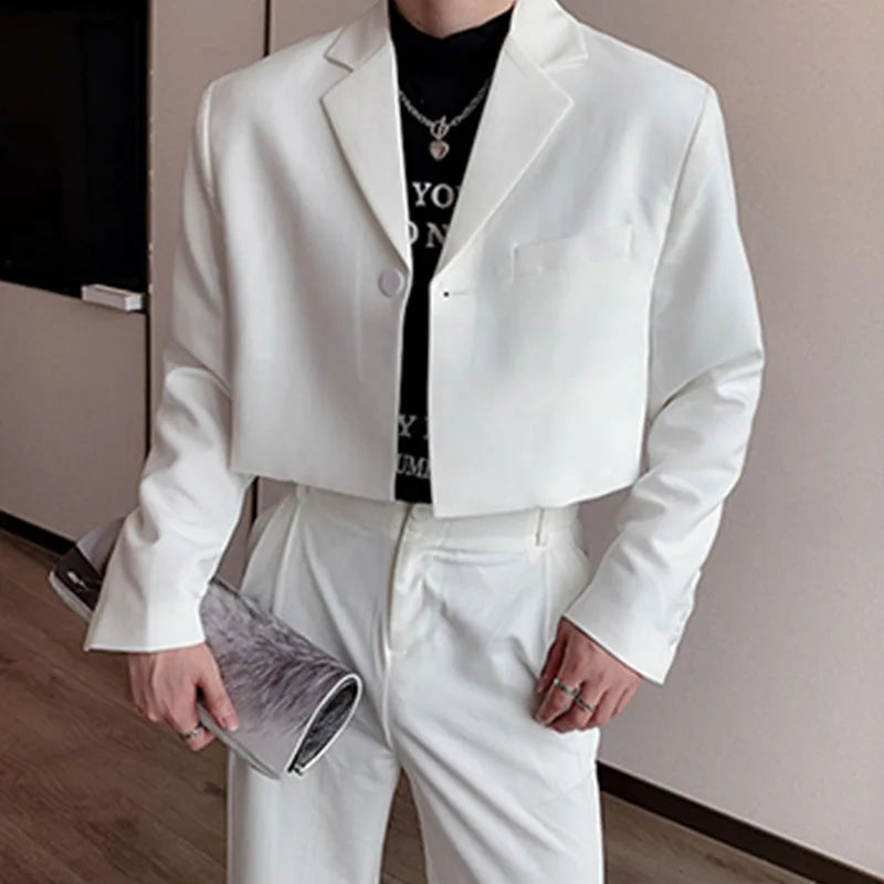 Threebooy Spring New Korean Version Of The Casual Short Street Style Solid Color Lapel Suit Jacket Men's Trend Design Suit