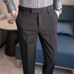 Threebooy New Business Dress Pants Men Solid Color Office Social Formal Suit Pants Casual Streetwear Wedding Trousers Pantalon Homme