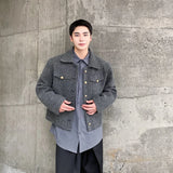 Threebooy Men's Clothing 2024 Spring Autumn Loose Lapel Short Style Coat Korean Streetwear Single Breasted Wool Jackets For Male