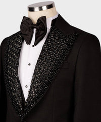 Threebooy  Luxury Crystals Men Suits Set 2 Piece Black One Button Slim Fit Trousers Wedding Tuxedo Formal Office Groom Prom