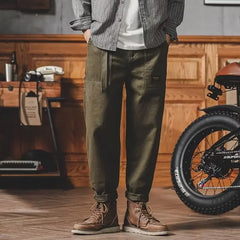 Threebooy  Men's Cargo Pants Loose Straight Leg Casual Trousers American Style Trendy Versatile Little Feet Trendy