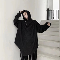 Threebooy Black Oversized Hoodies Man Clothing Casual Punk Oversized Hoodies Men Sweatshirts New Spider Web Grunge Gothic Hooded