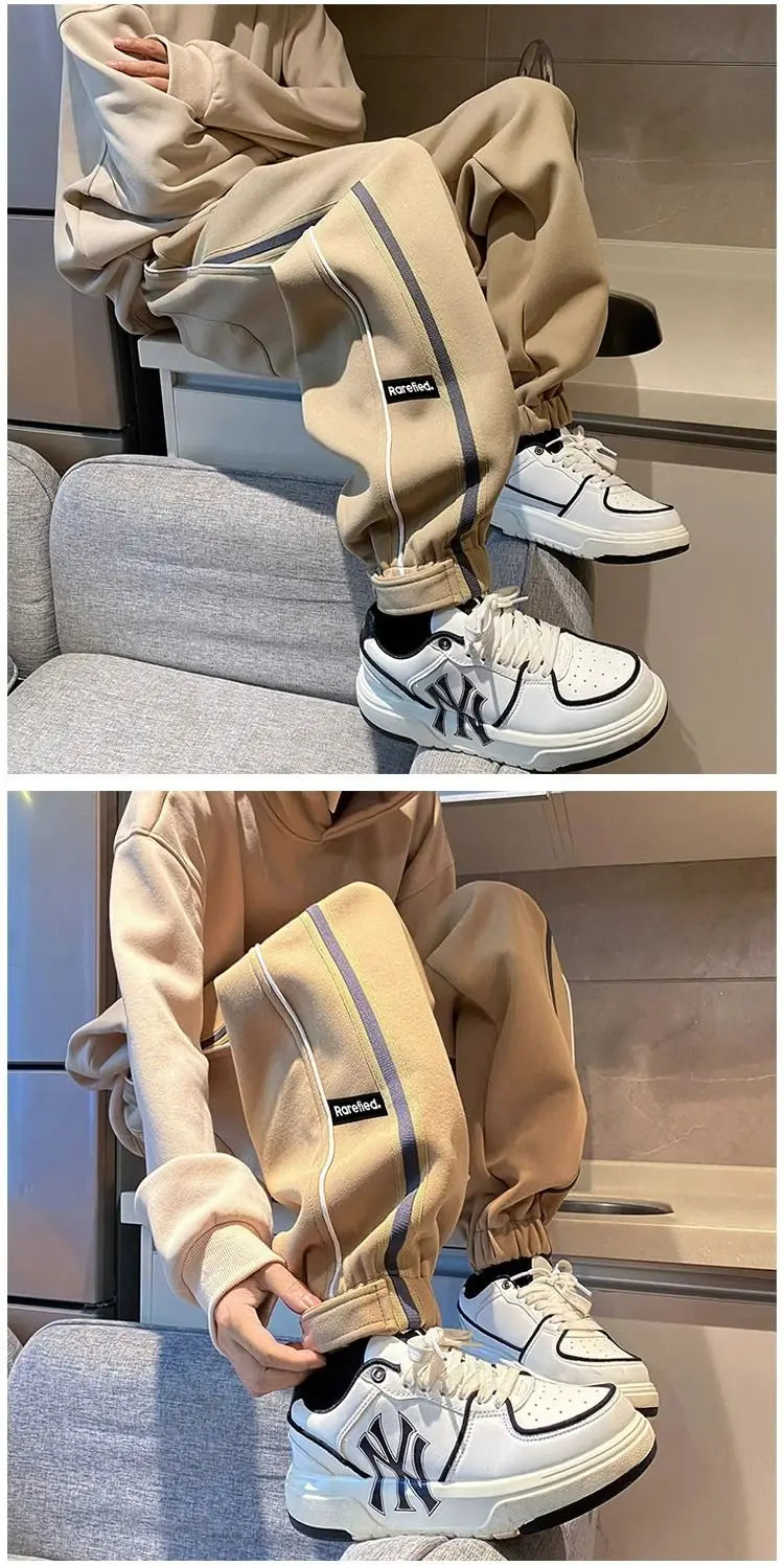 Threebooy Hong Kong Style Street Pants Spring and Autumn Style Personalized Spliced Trousers Youth Trendy College Style Versatile Trousers