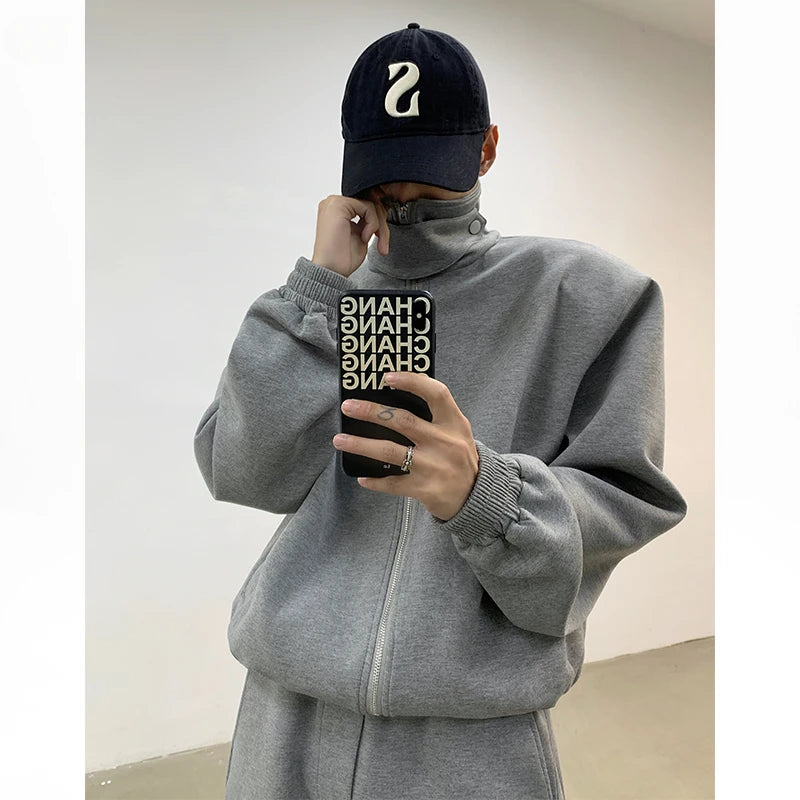 Threebooy  2025SS American Men Loose Cardigan Sweatshirt Wide-leg Trousers Casual Sports Suit Autumn Hip Hop Streetwear Tracksuit