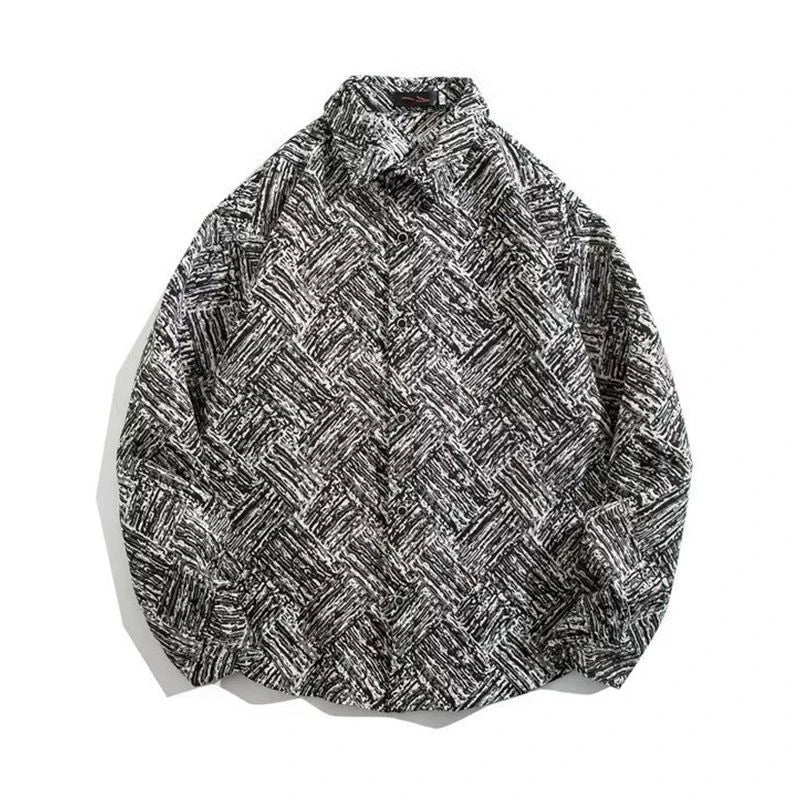 Threebooy Colored Numb Ethnic Style Shirt Men Weaving and Embroidered Spring and Autumn Retro Hong Kong Style Shirt Jacket