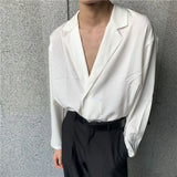 Threebooy 2024 Men Casual Shirt Solid Color Lapel Button Long Sleeve Fashion Tops Streetwear Loose Leisure Camisa Masculina S-2XL