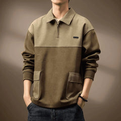Threebooy  Fashion High Street Sweatshirts Skin Texture American Style Lapel Men Autumn Pockets Loose Long Sleeve Gradient Casual Hoodies