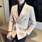 Threebooy Spring Business Casual Suit Blazer Coat Uniform Men Streetwear Suit Jacket Outerwear Clothing Men Double Breasted Blazer S-3XL