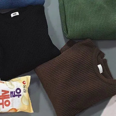 Threebooy Sweater Men Oversize Knit Pull Homme O-neck Male Knitted Sweater Pullover Jumper Harajuku Casual Streetwear Korean Men Sweaters