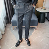 Threebooy  Korean Style Men Spring High Quality Leisure Pants/Male Slim Fit Fashion Solid Color Office Dress Trousers Plus size 29-36