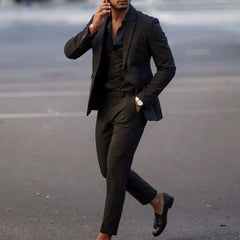 Threebooy  Fashion Black Slim Fit Men Suits Wedding Tuxedos Business Party Prom Best Blazer Sets Masculino 2 Piece Costume Homme Coat Pants