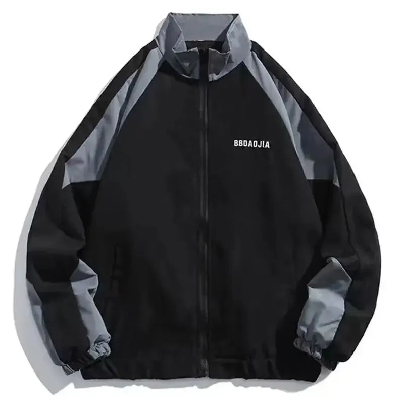 Threebooy 3M Reflect Varsity Jacket Men High Street Patchwork Color Black Windbreaker Coats Women Spring Autumn Fashion College Jackets