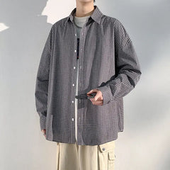 Threebooy Plaid Shirts for Men Student shirt Youth workwear Mens Calssic long shirt Spring Korean Clothes casual Streetwear