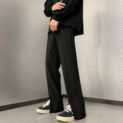 Threebooy Grey Suit Pants Men Fashion Society Mens Dress Pants Korean Loose Straight Pants Mens Office Formal Trousers M-3XL