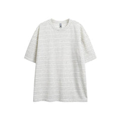 Threebooy  Men Summer Striped T-Shirt Casual Loose Fit Crew Neck Breathable Comfortable Versatile Trendy Daily Essential