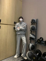 Threebooy High-end Casual Sports Suit Men's Loose Design Cardigan Jacket Wide-leg Pants Trendy Two-piece Set Men Women Tracksuits