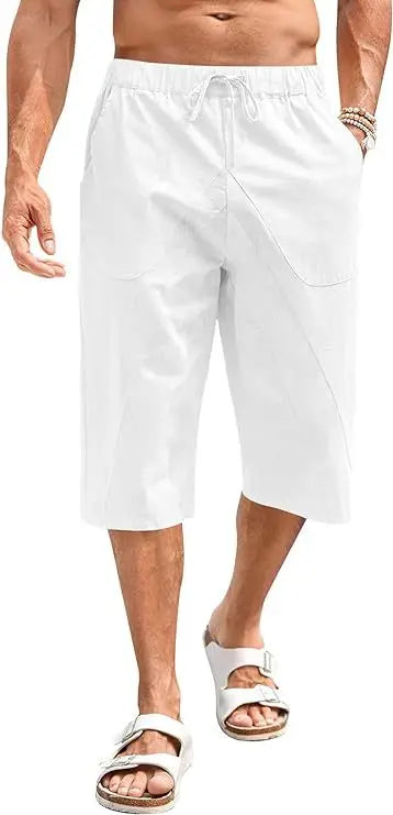 Threebooy  Summer Thin Cotton and Linen Seven-point Loose Wide-leg Men's Hip-hop Sports and Casual Shorts