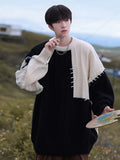 Threebooy  Knitted Sweater Men Pullover Oversize Sweaters Male Winter Harajuku Casual Streetwear Patchwork Autumn Hip Hop Spliced