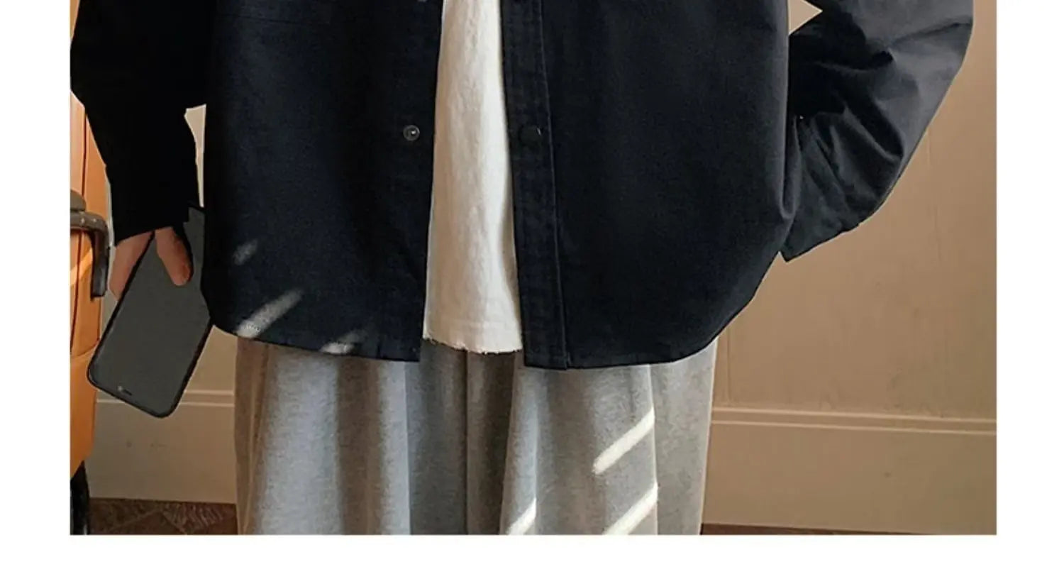 Threebooy Men's shirt jacket Spring high-quality teenagers early autumn work cardigan jacket Japanese casual thin autumn clothes