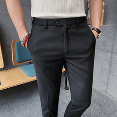 Threebooy Spring and Summer New Suit Pants Nine Minutes Pants Korean Slim Men's Business Casual Pants Men's Trousers Men Trousers 36