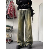 Threebooy Autumn New Jeans Men Wide Leg Jeans Male Vintage Loose Denim Pants Harajuku Yellow mud Mopping Trousers Streetwear Clothes