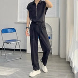 Threebooy Wide Men's Casual Pants Trend Polyester Male Trousers Regular Fit Fashion 2024 Plus Size Korean Style Aesthetic Big Xxxl Y2k