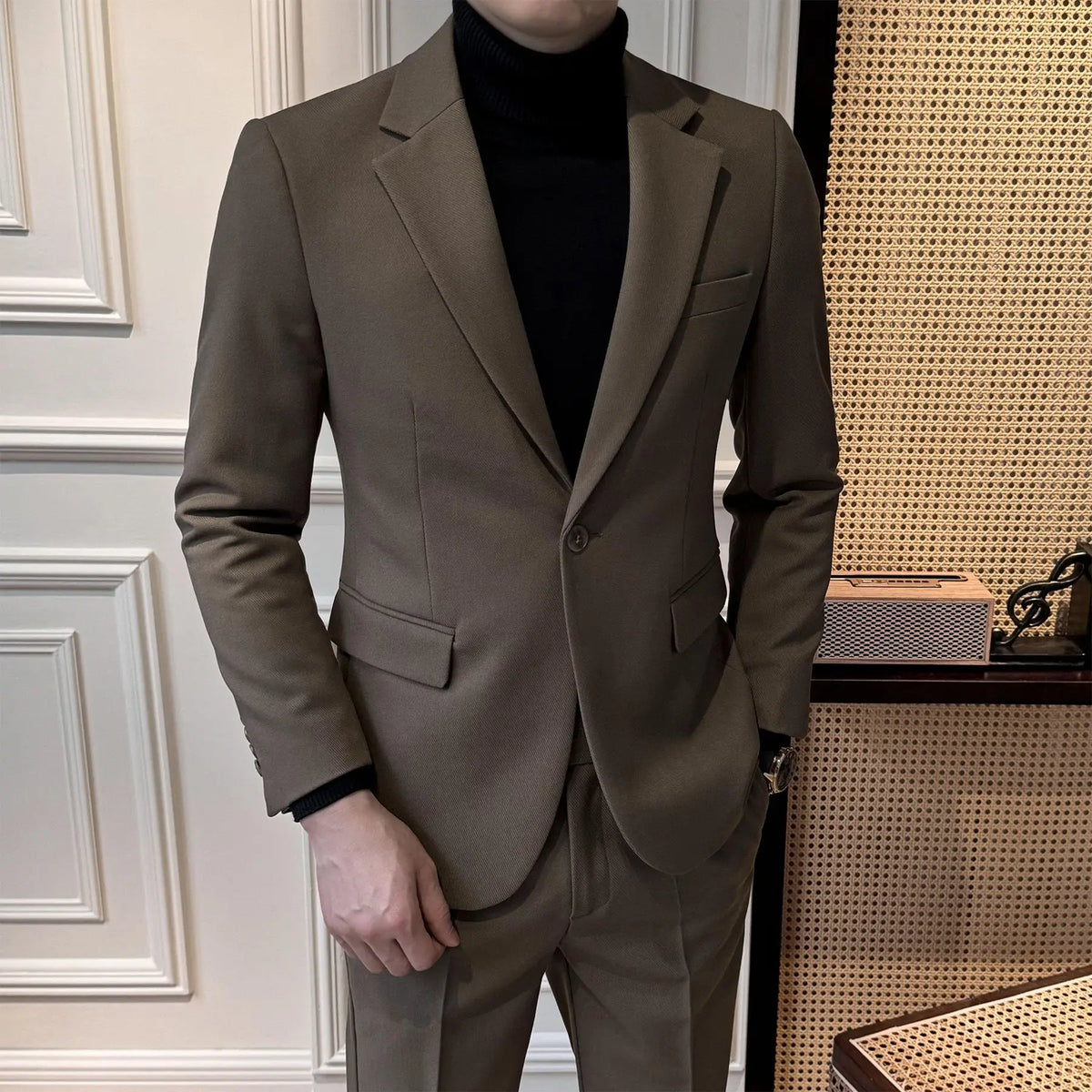Threebooy  Men's New High-End 2 Piece Fashionable Stylish Jacket Casual Business Suit Premium For Wedding Groom