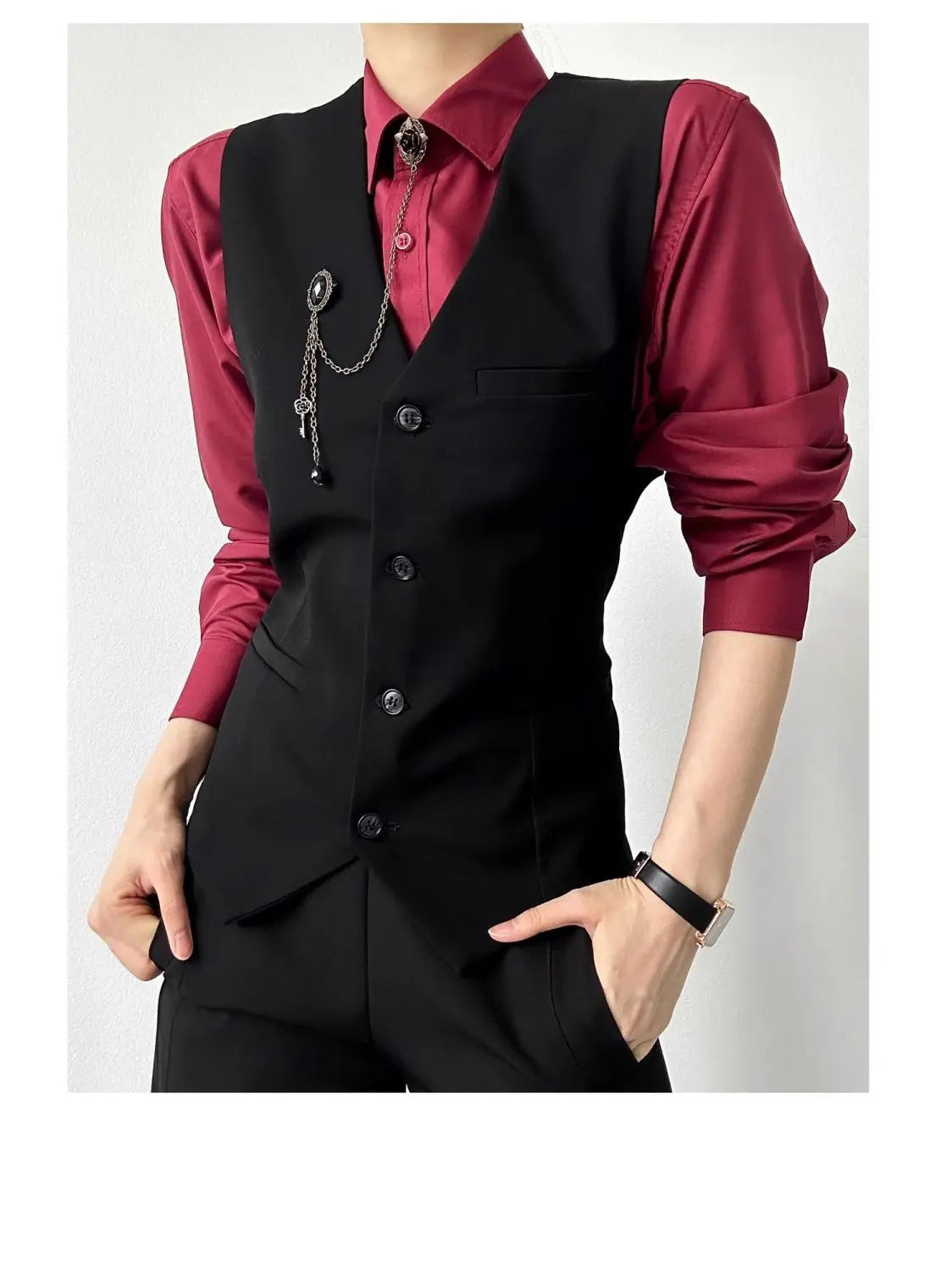 Threebooy High-end Black Gray Suit Vest Fashion Men Women Same Neutral Style Slim Business Casual Blazer Vest Urban Streetwear