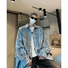 Threebooy Autumn Fashion Men Women Plaid Shirts Oversize Button Up Long Sleeve Tops Korean Loose Casual Outwear Couples Shirt Pink/Blue