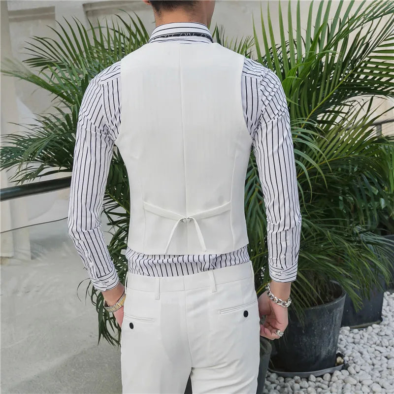 Threebooy Men spring high quality Business suit Vest/Male slim fit fashion office dress Blazers Vest 4XL-M