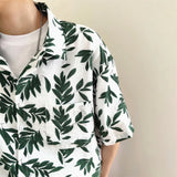 Threebooy Summer Short Sleeved Shirt Men Fashion White Printed Casual Shirt Men Streetwear Loose Floral Shirts Mens Hawaiian Shirt M-XL