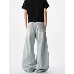 Threebooy Men's Blue Y2k Baggy Jeans Harajuku Aesthetic Japanese 2000s Style Oversize Denim Trousers Vintage Jean Pants Trashy Clothes