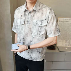 Threebooy 2025 High-end New Short-sleeved Men's Shirt Summer Fashion Trendy Brand Half-sleeved Thin Loose Casual Trend
