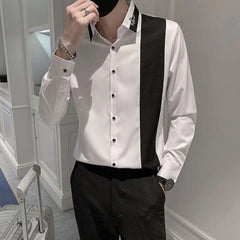 Threebooy  Men Slim Fit Long Sleeve Shirt Trendy Casual Button Up Top Spring Autumn Versatile Fashion Clothing